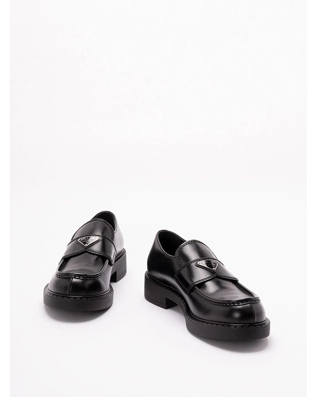 Prada Black Chocolate Brushed Leather Loafers for men
