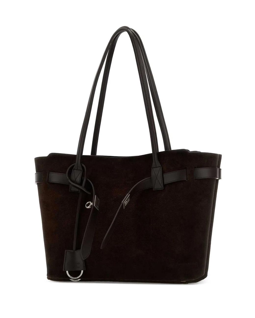 Balenciaga Black Dark Brown Suede Medium Bel Air Shopping Bag