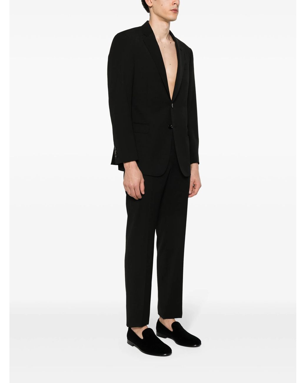 Giorgio Armani Black Structured Twill Virgin Wool Suit for men
