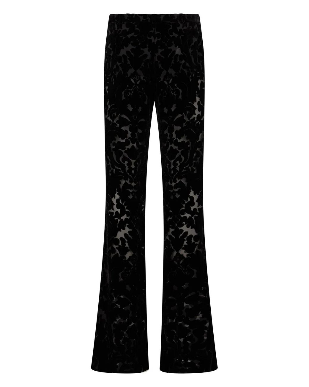 Gucci Black Velour Pants With Floral Print
