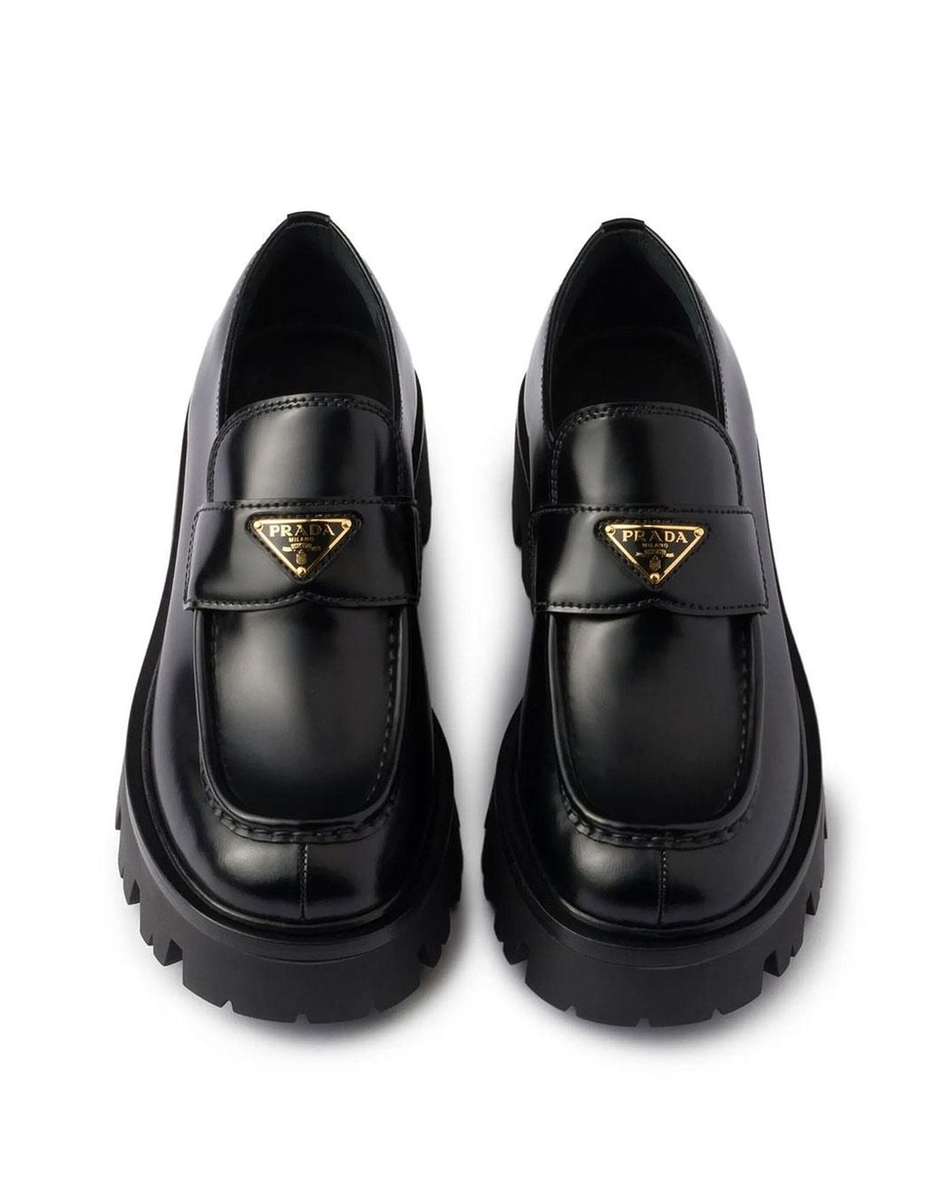 Prada Black Brushed Leather Loafers