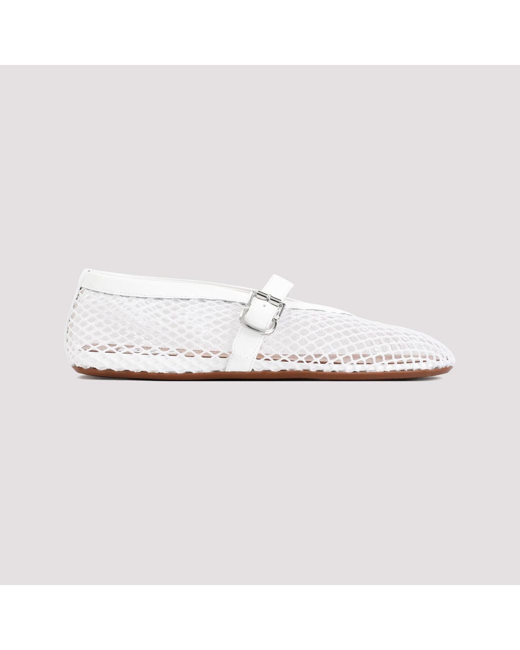 Alaïa White Alaia Patent Leather Ballerina With Mesh