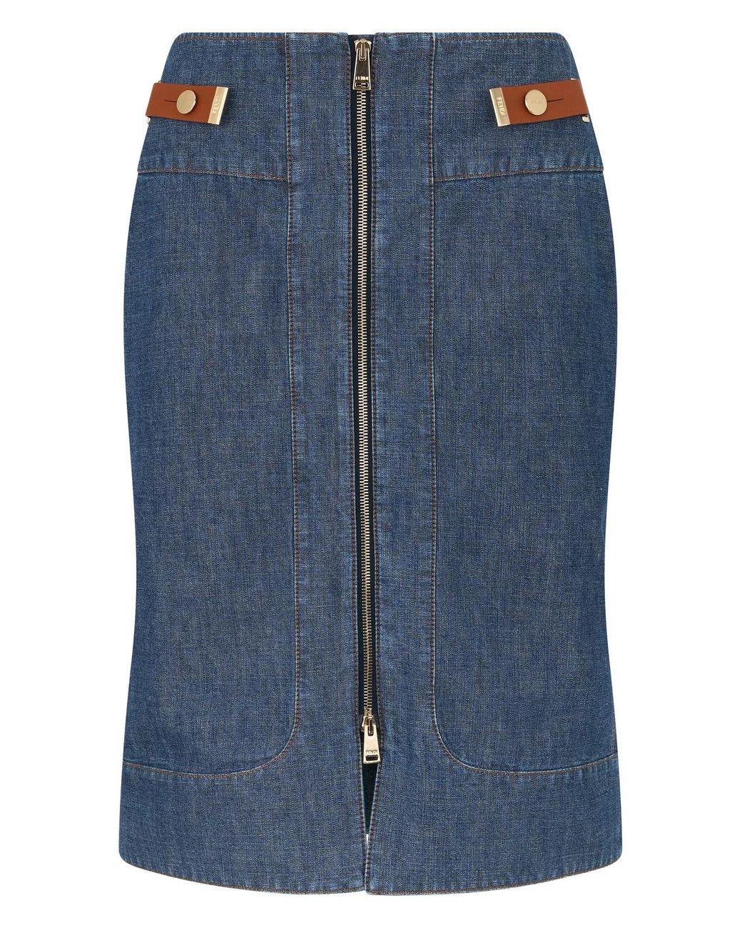 Fendi Blue Denim Skirt With Zipper