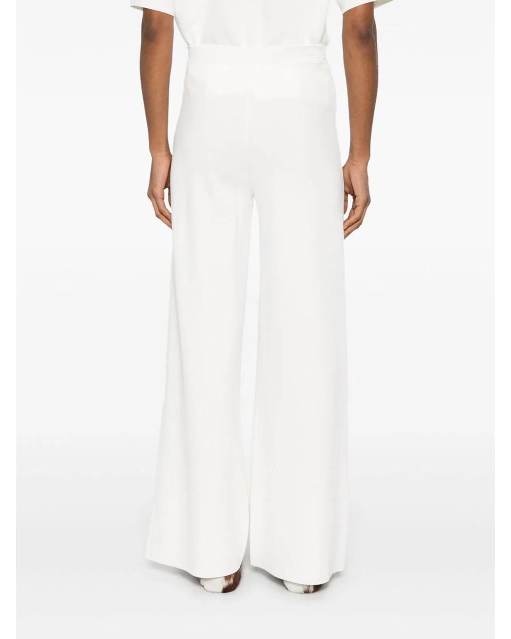 P.A.R.O.S.H. White Knitted Flared Trousers