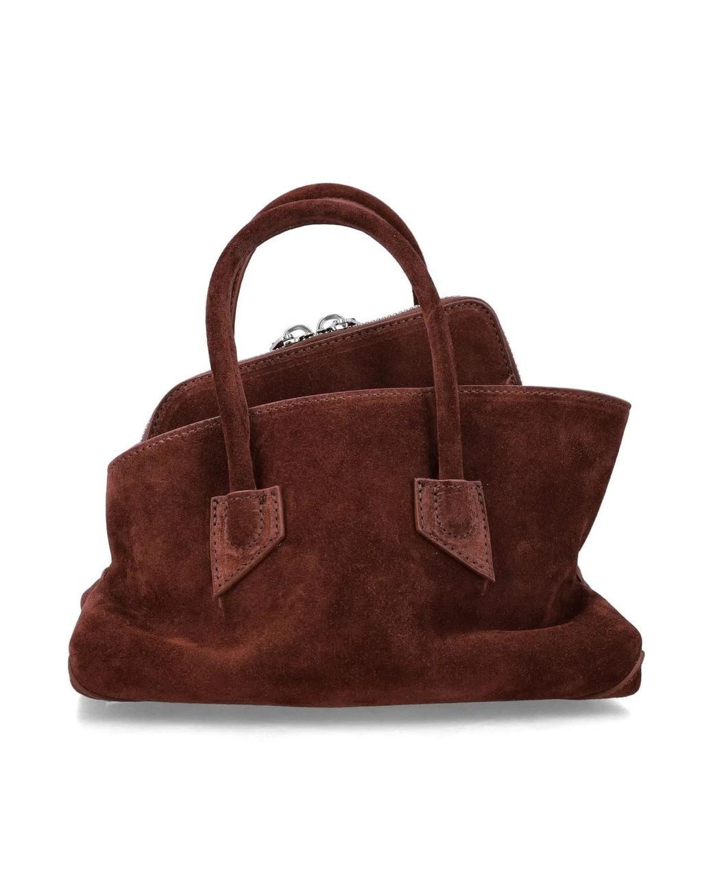 The Attico Brown "La Passeggiata Mini" Suede Top Handle