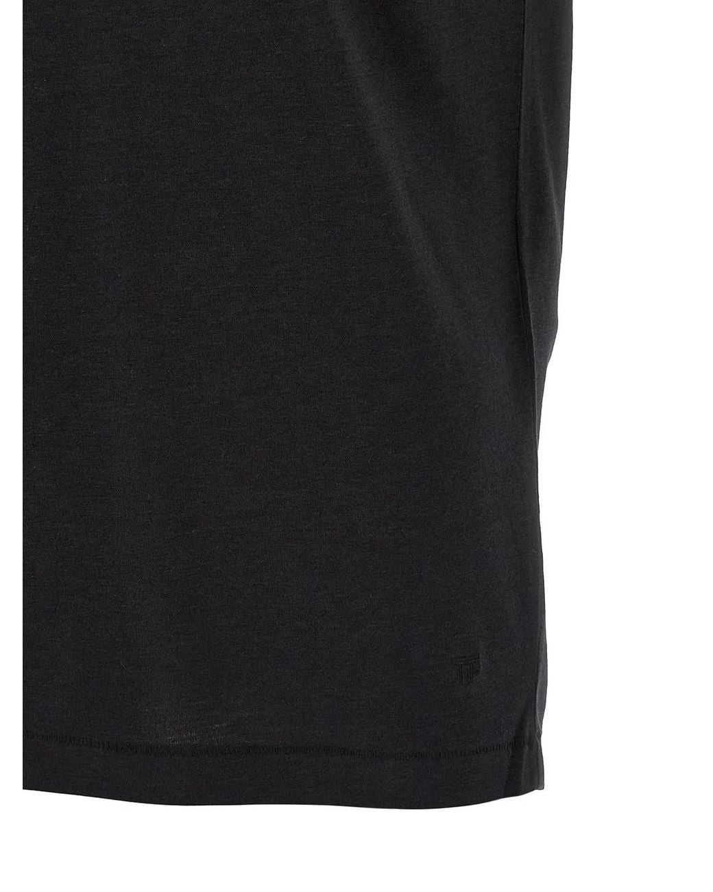 Tom Ford Black Logo Embroidery T-Shirt for men