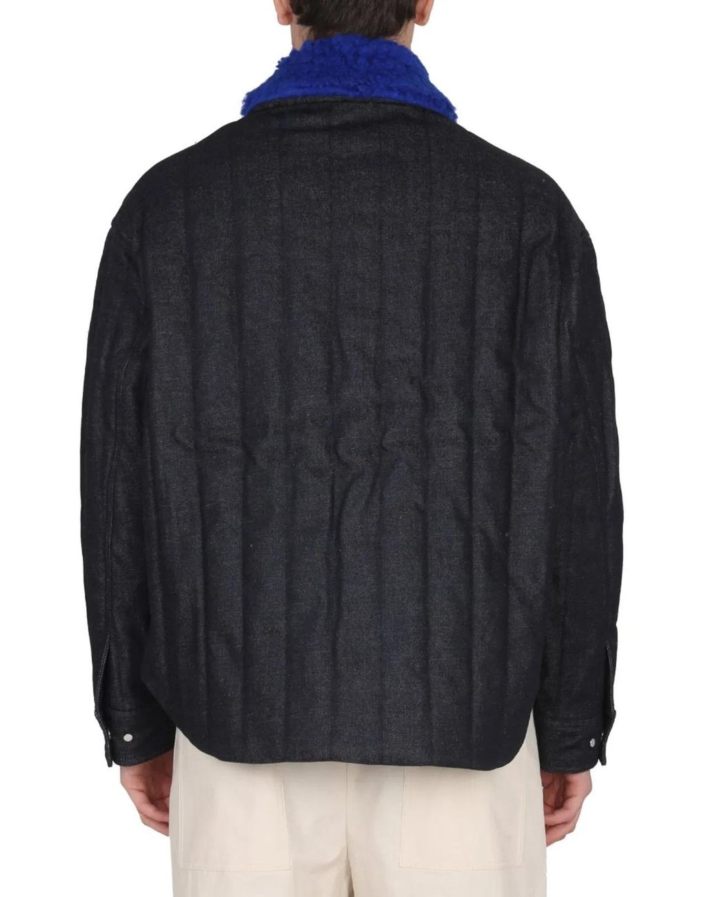 Sunnei Blue Jacket With Faux Fur