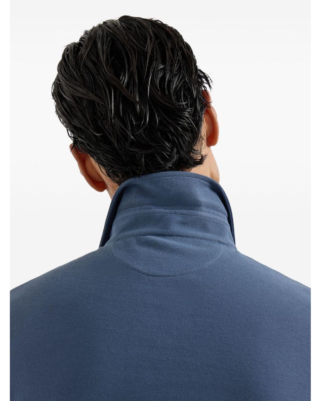 Brunello Cucinelli Blue Short-Sleeve Cotton Polo Shirt for men