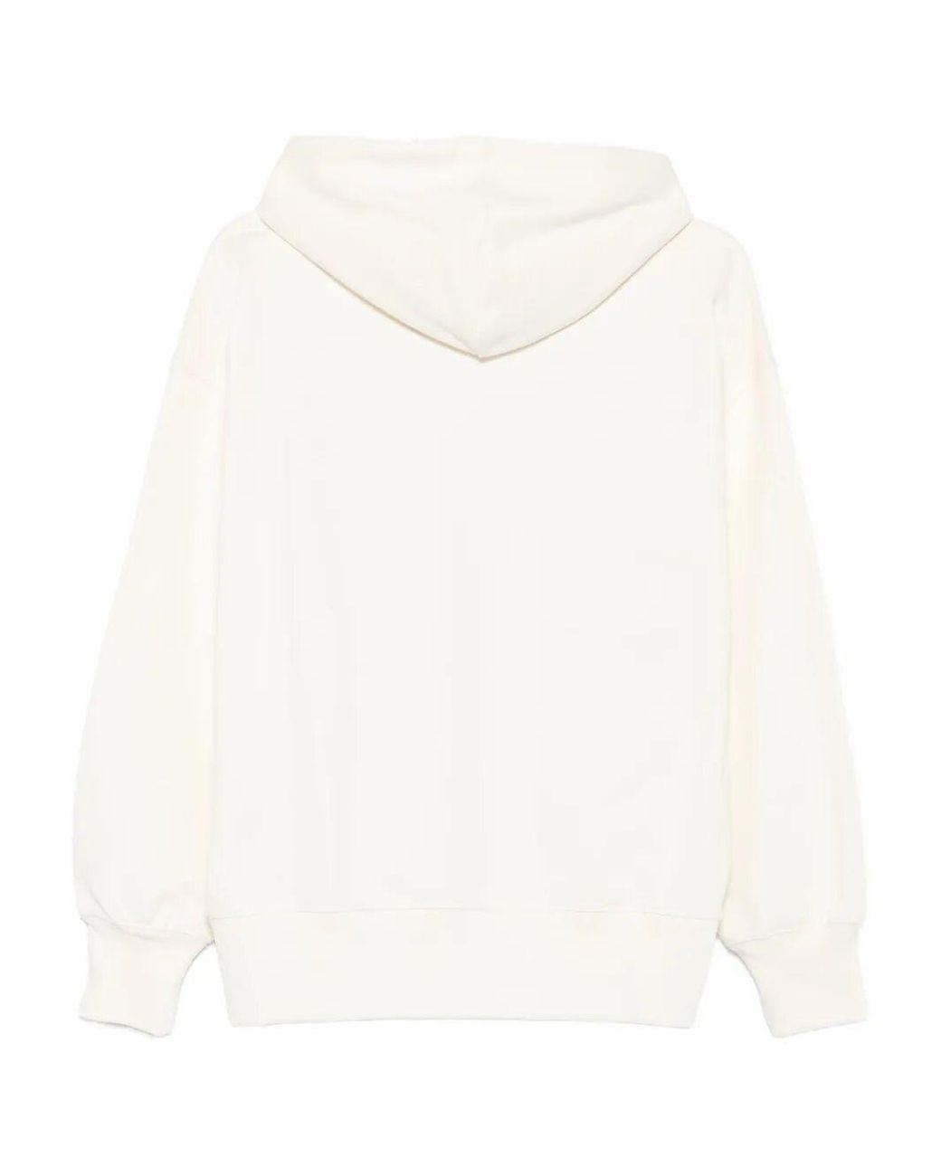 MSGM White Logo Print Cotton Hoodie