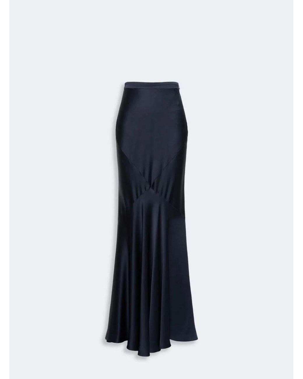 Max Mara Blue Long Envers Satin Skirt