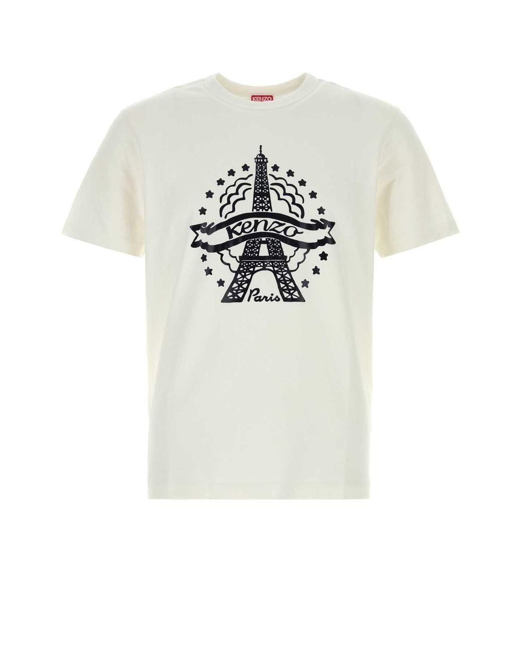 KENZO White Eiffel Tower Design Slim T-Shirt for men