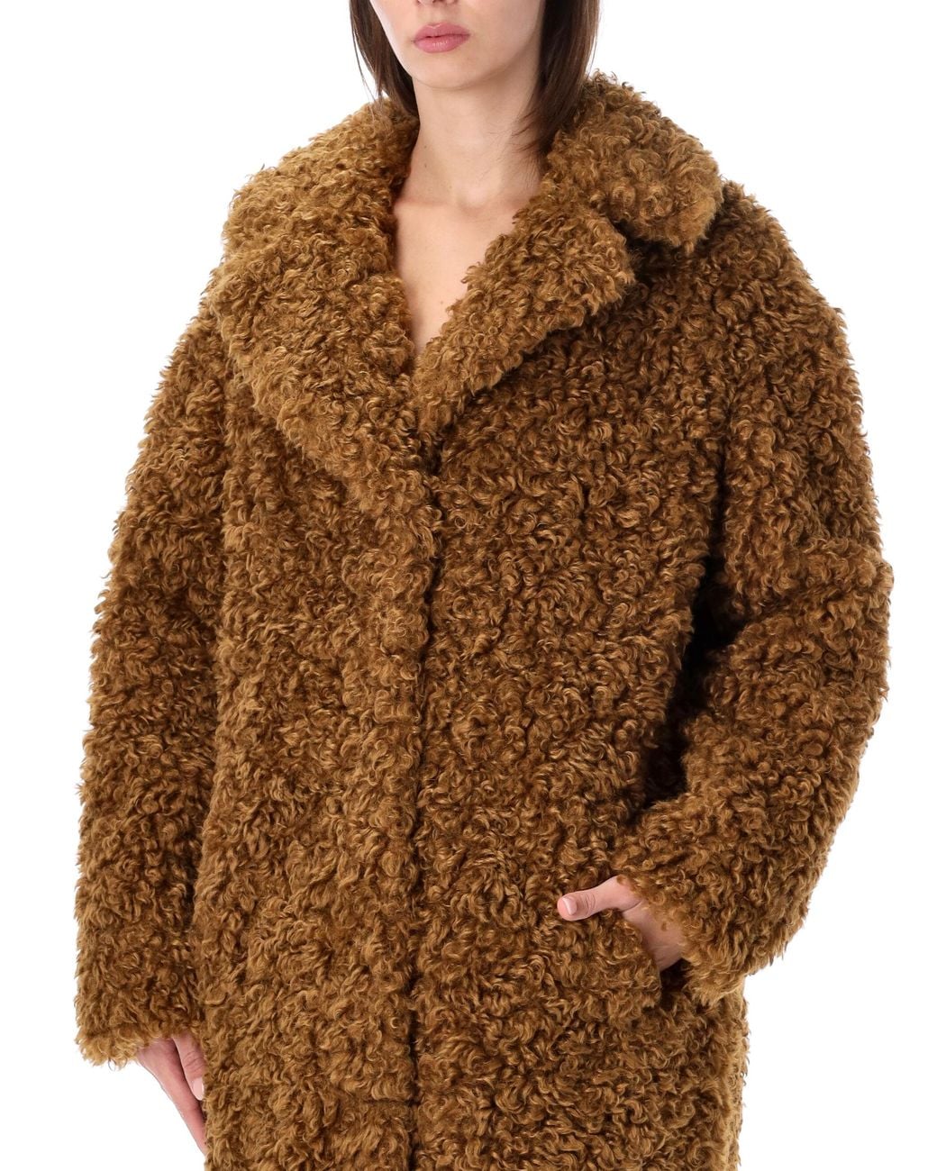 Stand Studio Brown Teddy Faux Fur Coat