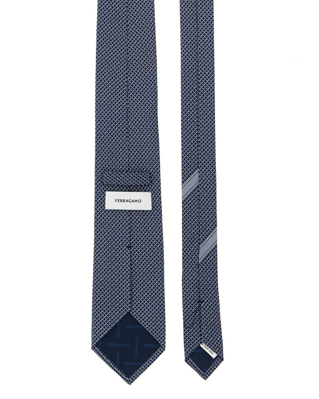 Ferragamo Blue 'Gancini' Print Tie for men