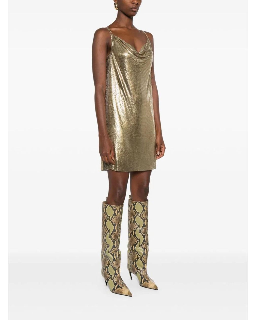 Versace Metallic Metal Knit Mini Dress