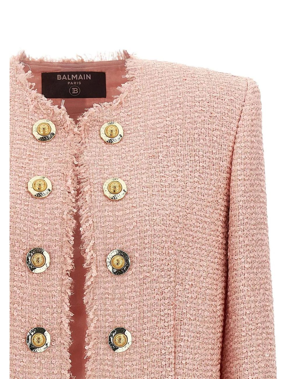 Balmain Pink Sequin Tweed Blazer