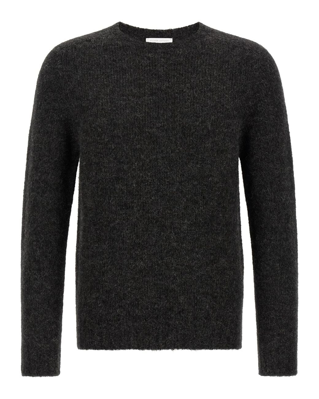 Oliver Lattughi Black Brushed Alpaca Sweater for men