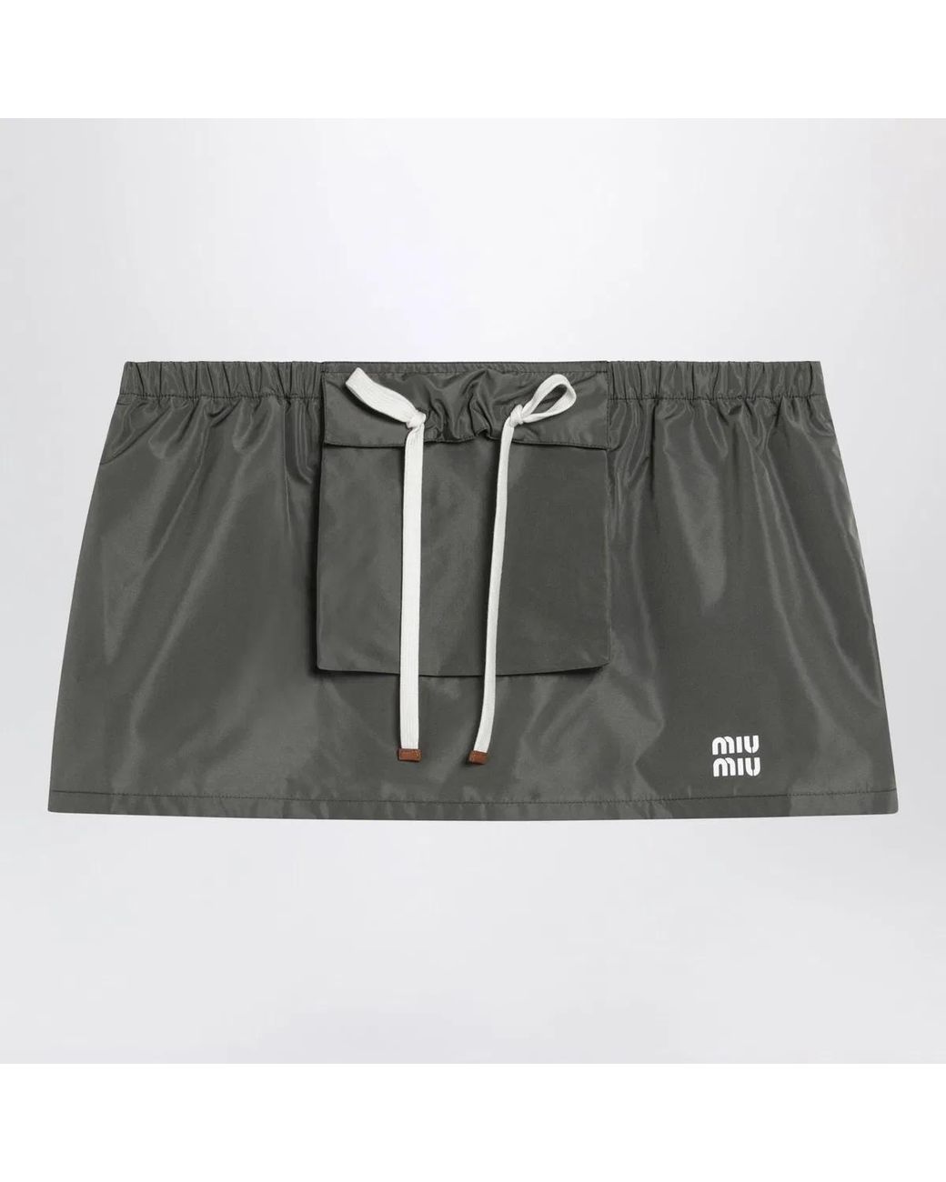 Miu Miu Gray Tela Tec Miniskirt With Front Pocket