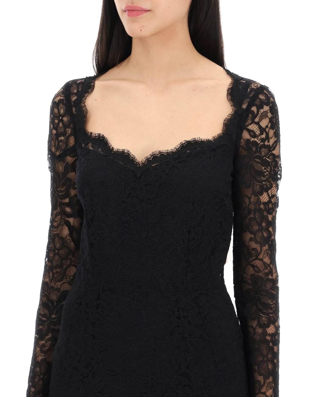 Dolce & Gabbana Black Dolce & Gabbana Floral Lace Midi Dress
