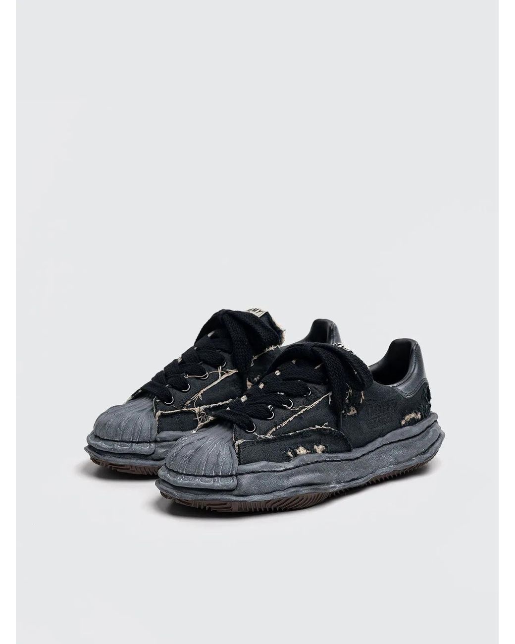Maison Mihara Yasuhiro Black Sneaker Blakey Low Ripping & Over Dyeing for men