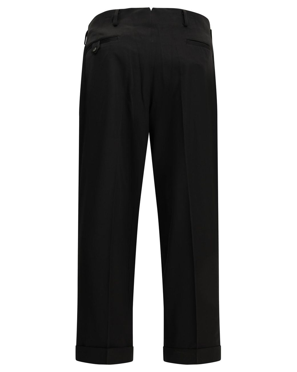 A.PRESSE Black Wool Rayon Tailored Pants for men