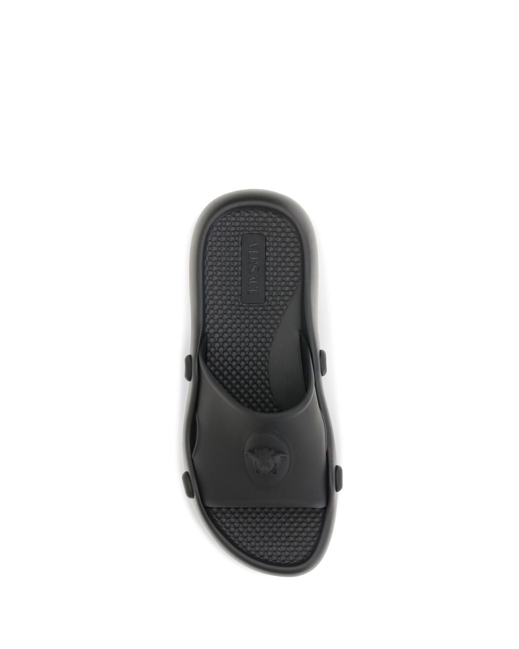 Versace Black Nettuno Rubber Slide for men