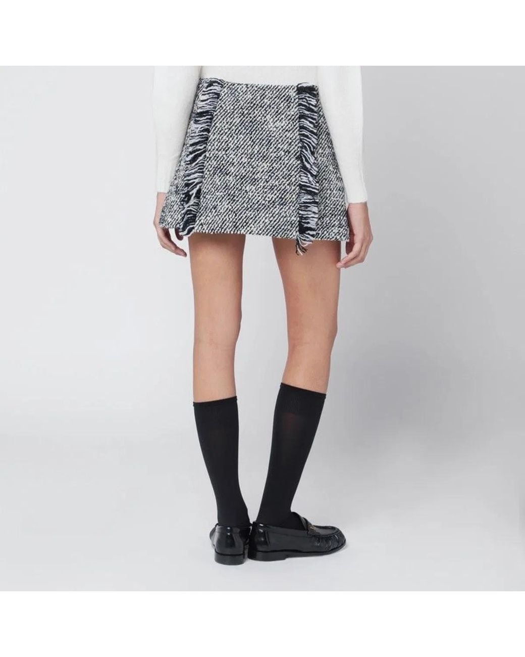 DURAZZI MILANO Gray Patterned Wool-Blend Mini Skirt