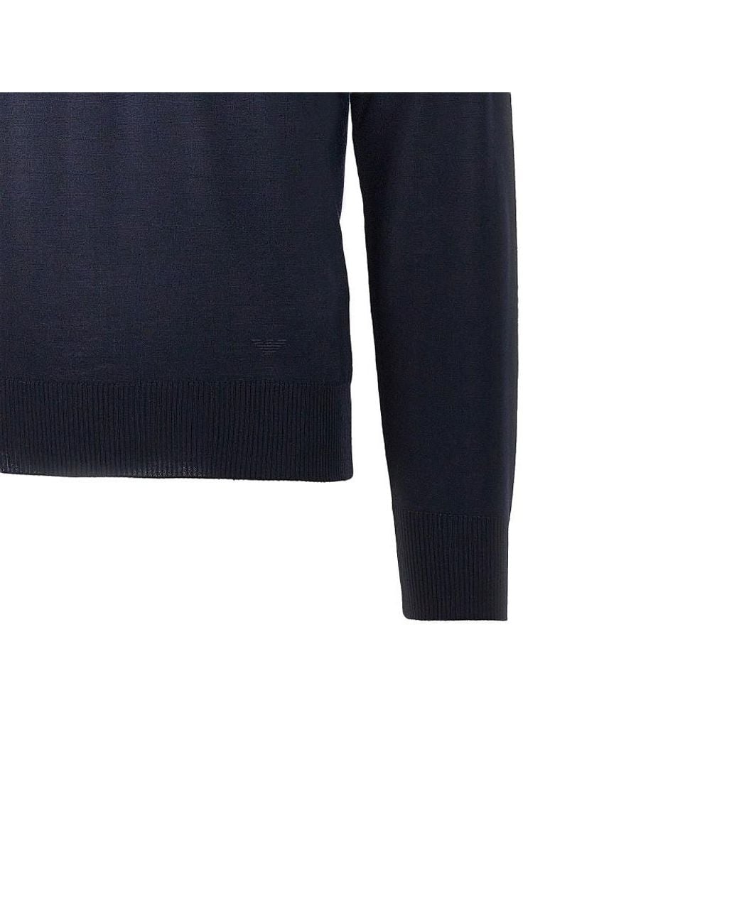 Emporio Armani Blue Virgin Wool Sweater With Eagle Embroidery for men