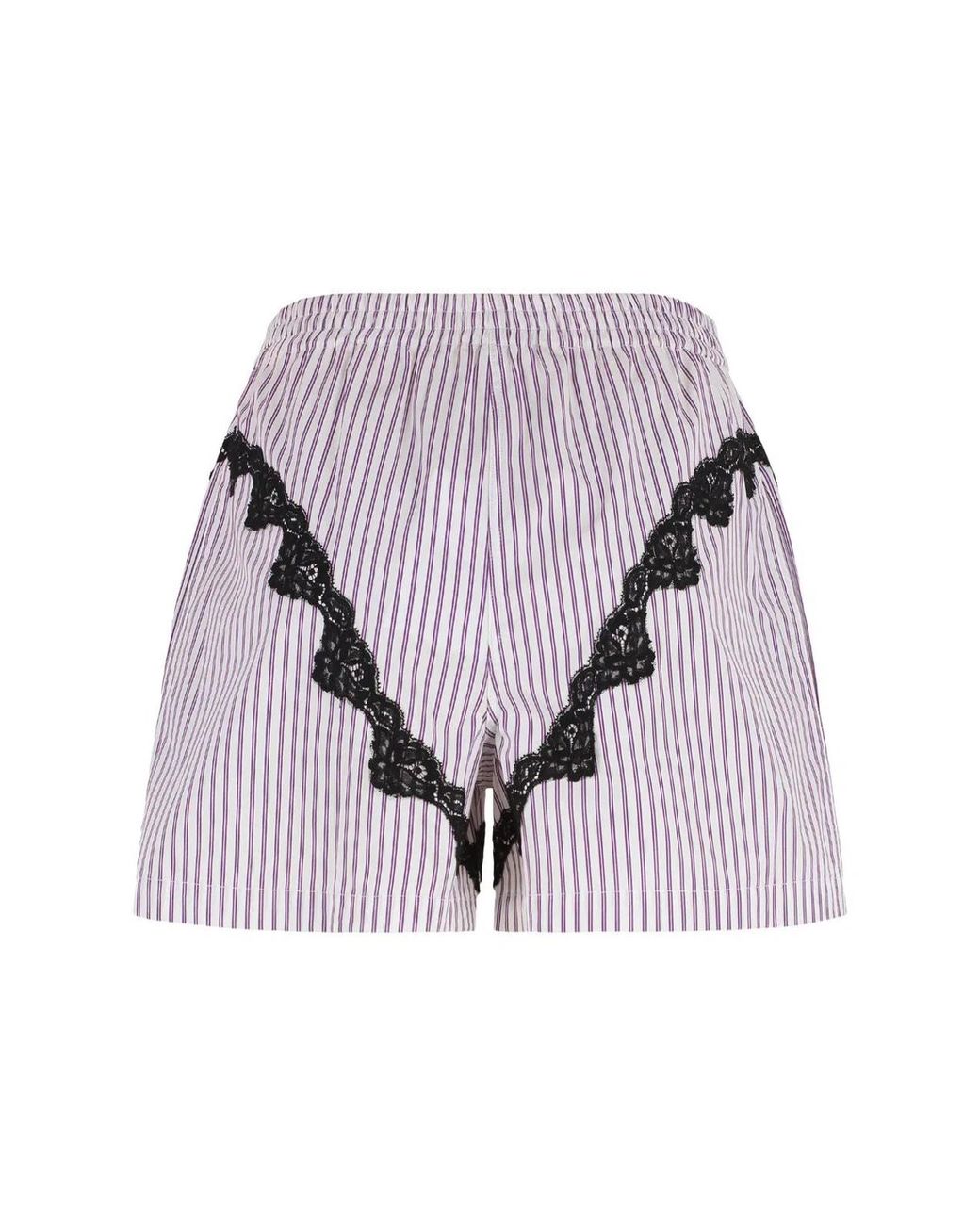 The Attico Multicolor Cotton Shorts With Lace Insets