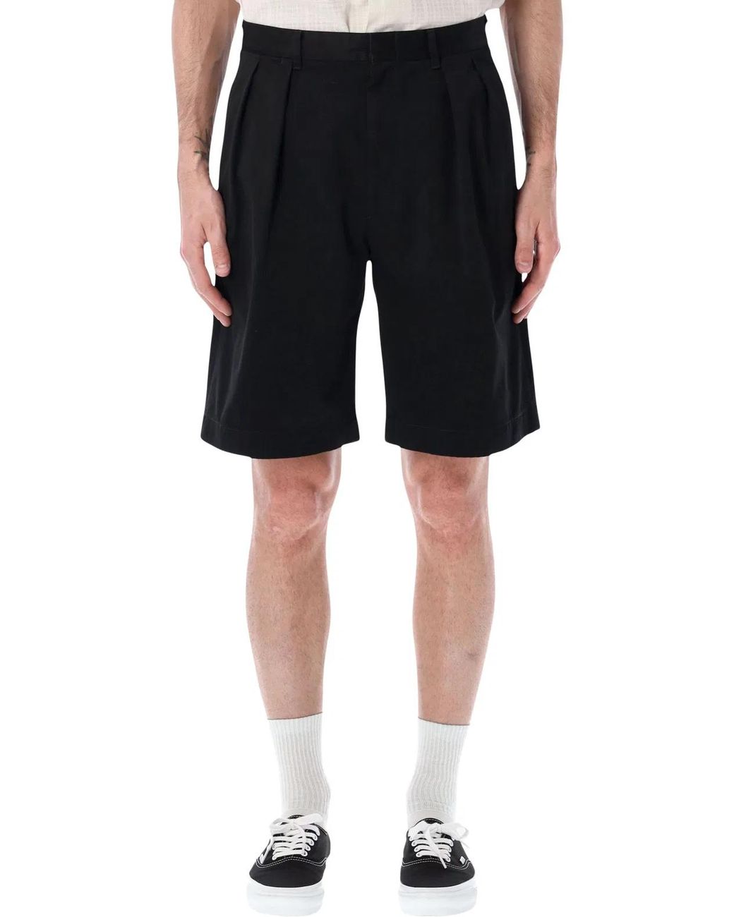 Nanamica Black Pleated Shorts for men