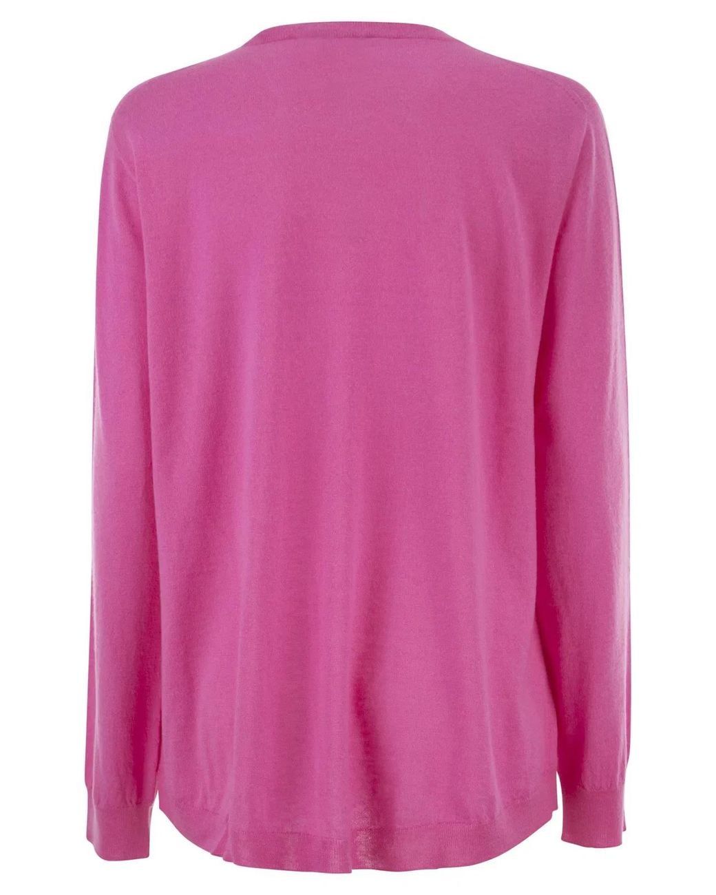 Vanisé Pink Cashmere Crew-Neck Jumper With Fluid Silhouette