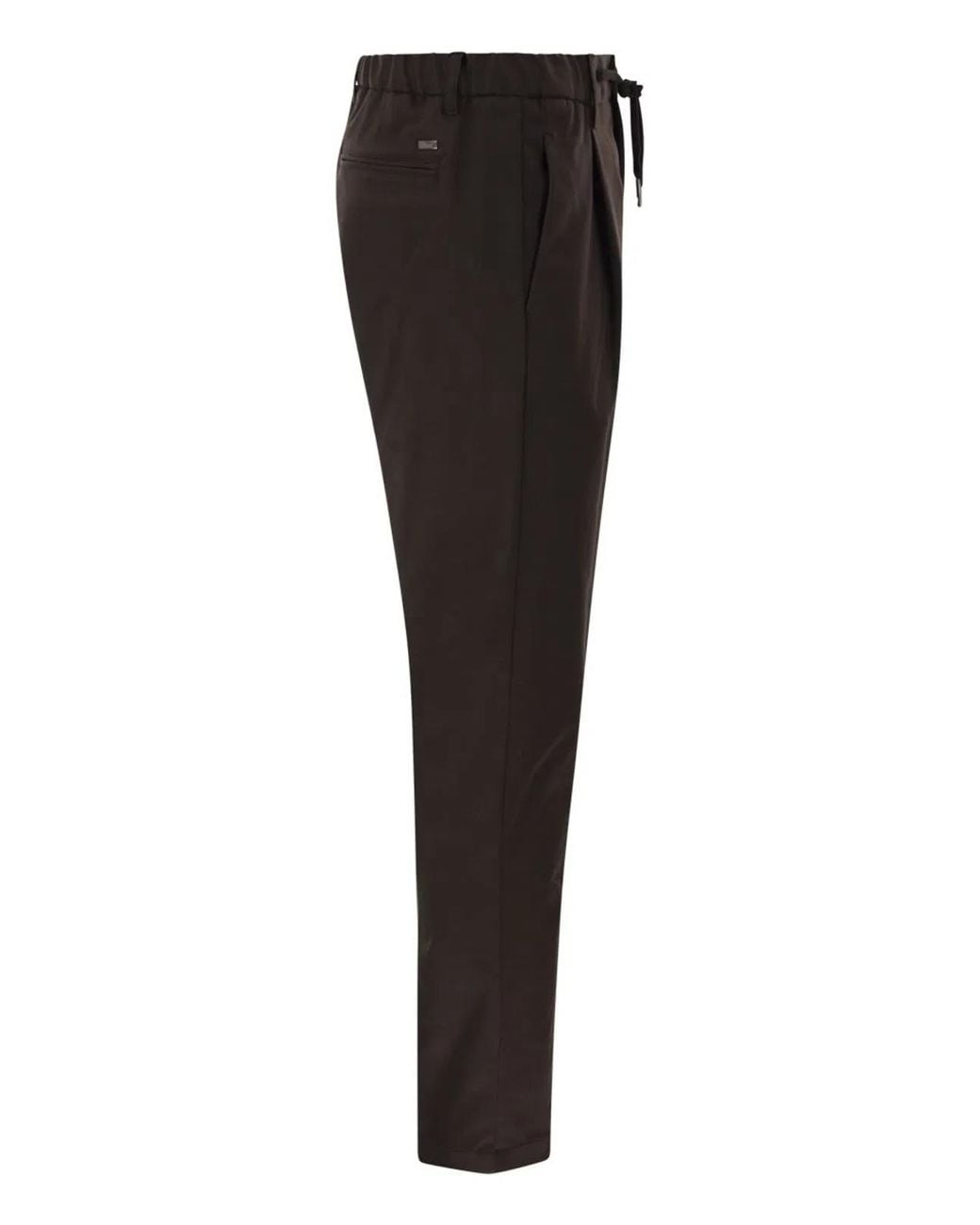 Herno Black Technical Fabric Drawstring Trousers for men