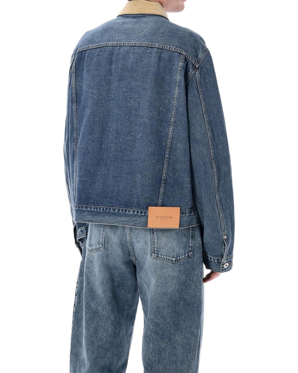 J.W. Anderson Blue Corduroy Collar Denim Jacket for men