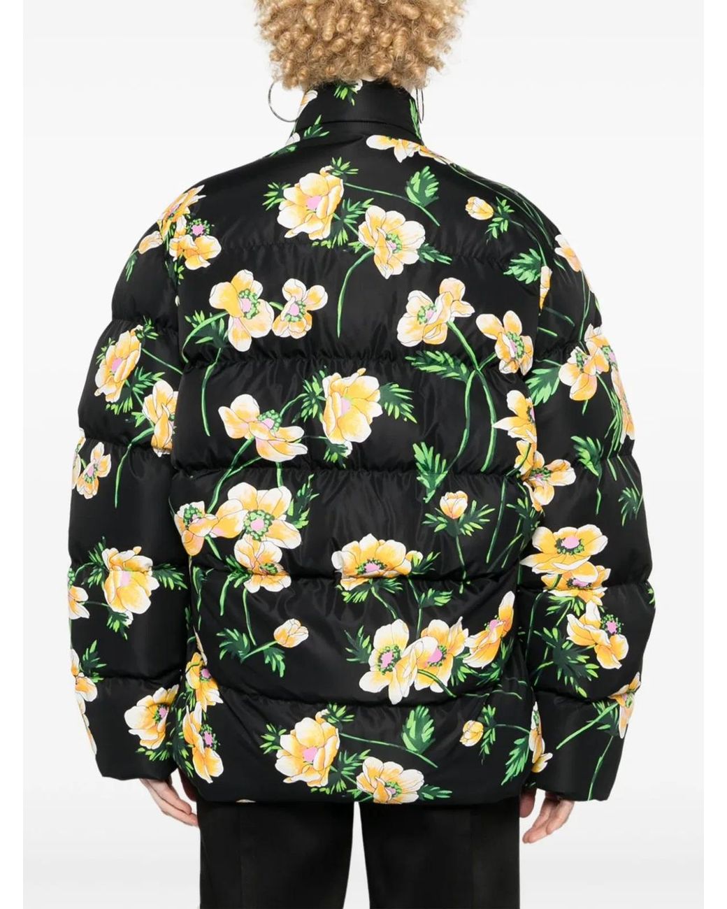 Balenciaga Green Floral Insulated Zip-Up Jacket
