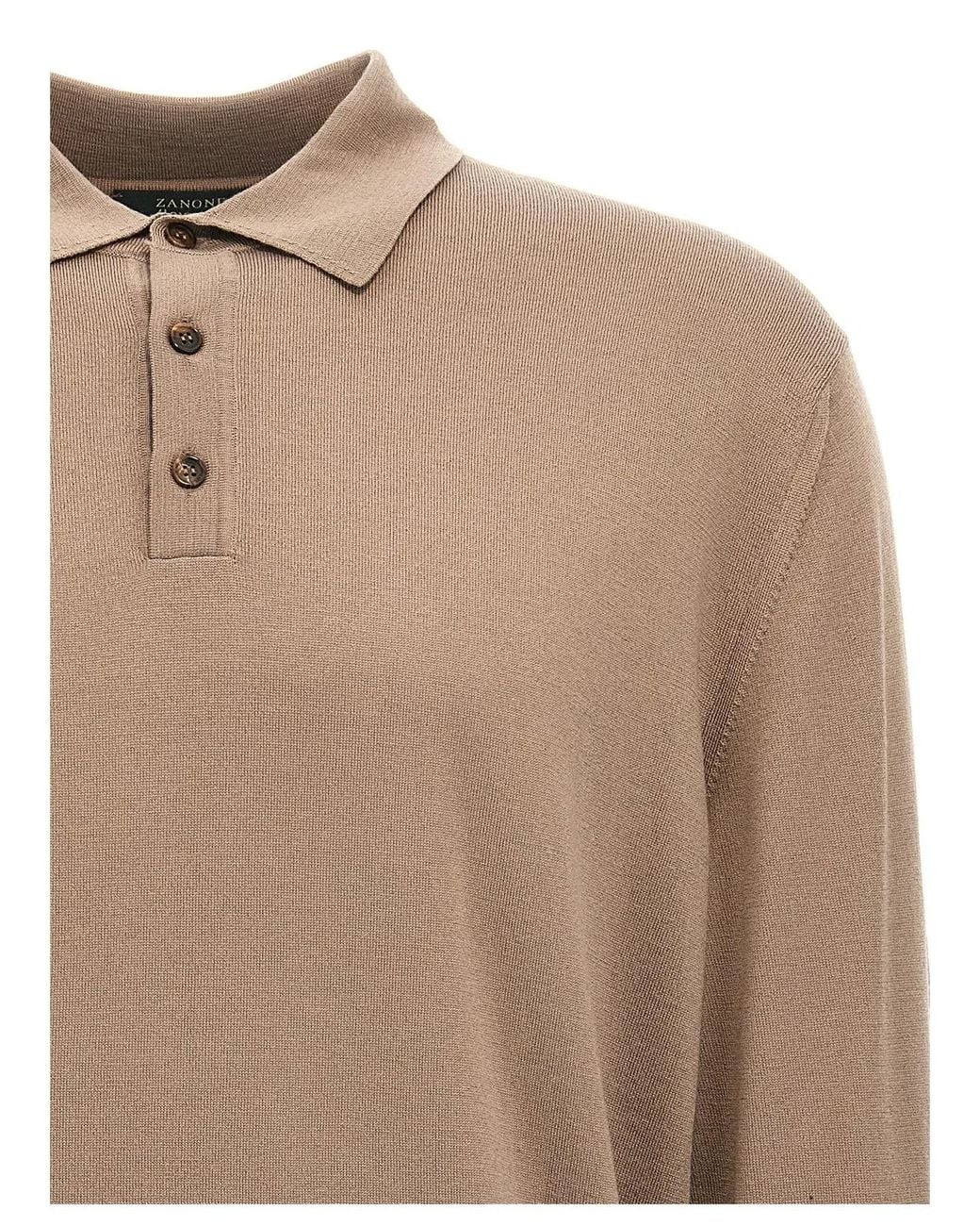 Zanone Brown Virgin Wool Polo Shirt for men