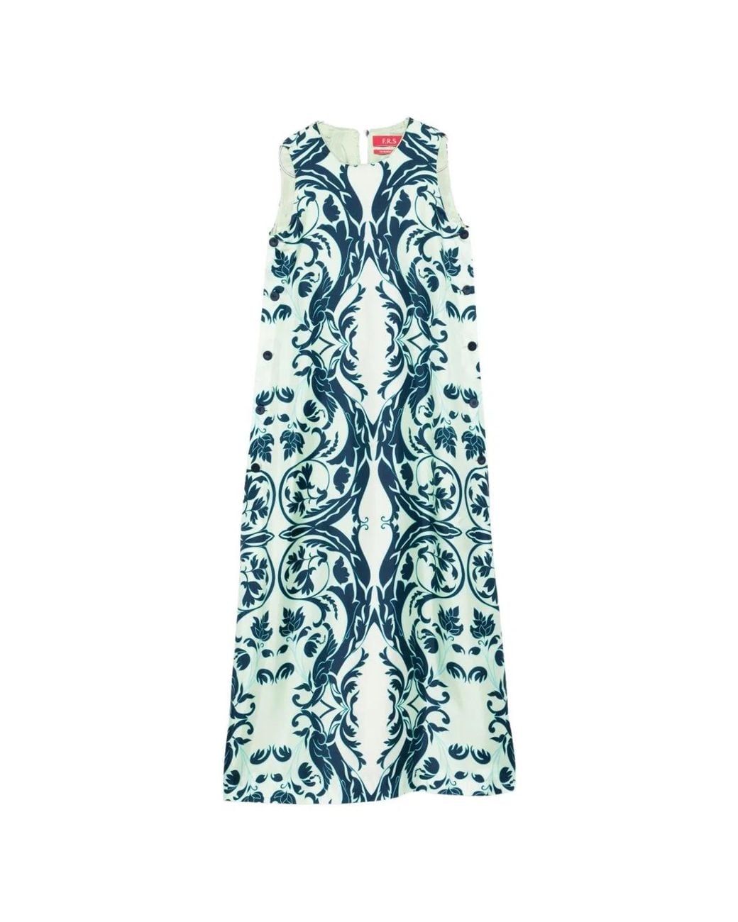 F.R.S For Restless Sleepers Blue Printed Silk Dress