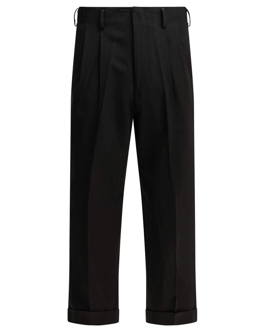 A.PRESSE Black Wool Rayon Tailored Pants for men