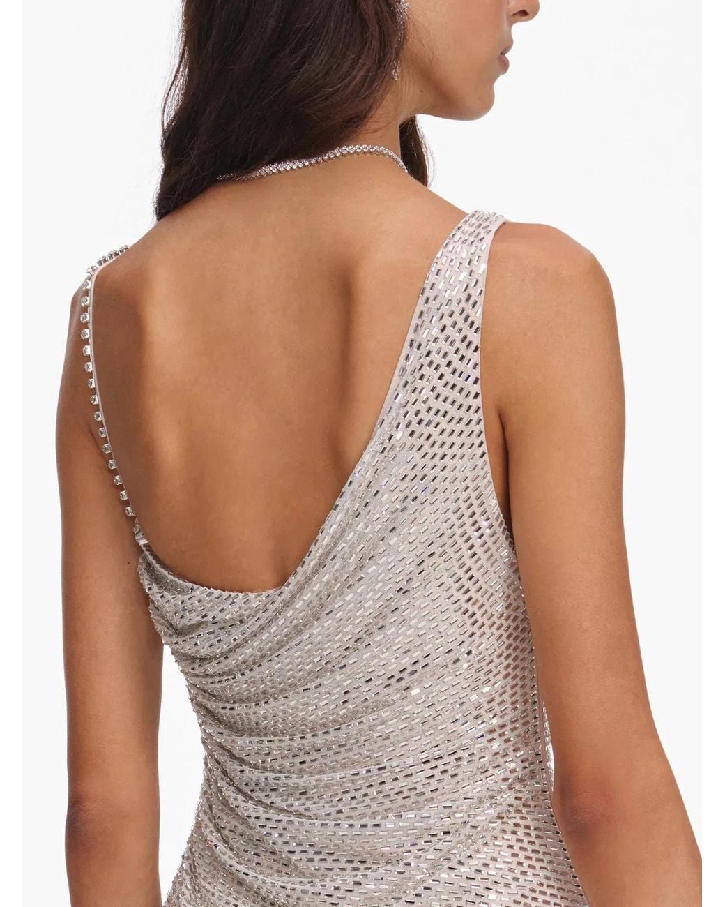 Self-Portrait White Elegant Cowl Neck Mini Dress With Low Back