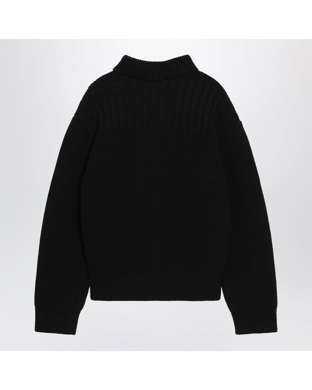 Dries Van Noten Black Waffleknit Wool Cardigan for men