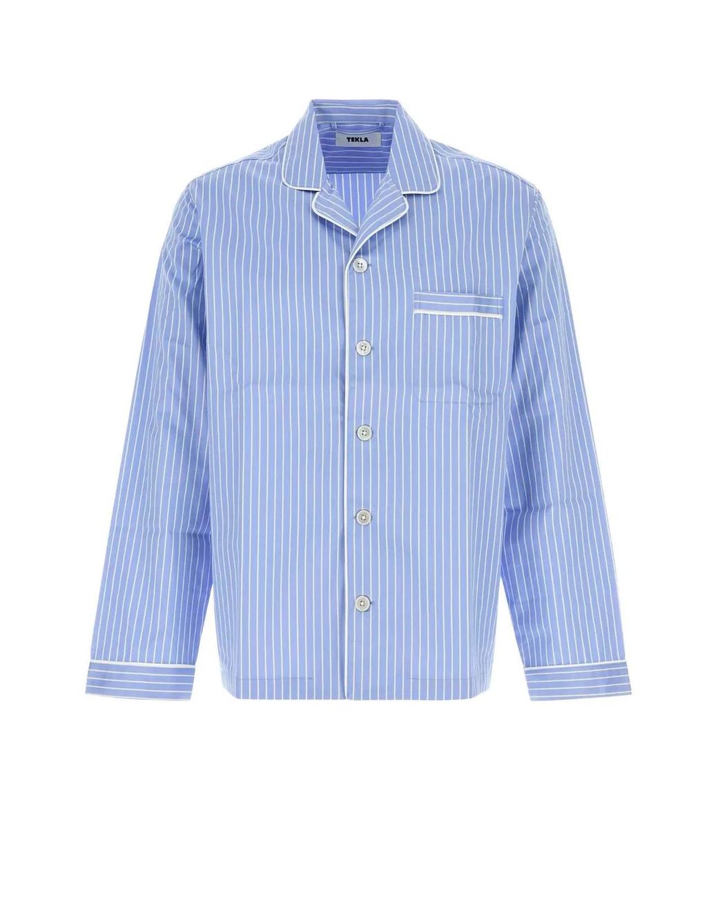 Tekla Blue Sateen, Pyjamas Shirt