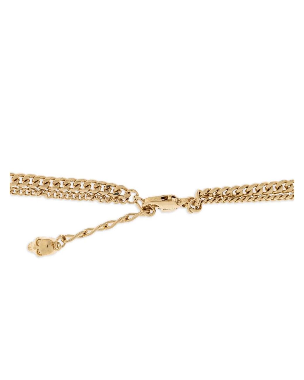 McQueen Metallic Tone Chain Drop Pendant Necklace