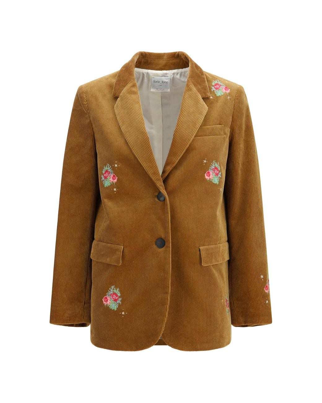 Forte_forte Brown Bouquet Velvet Single-Breasted Jacket With Embroidery