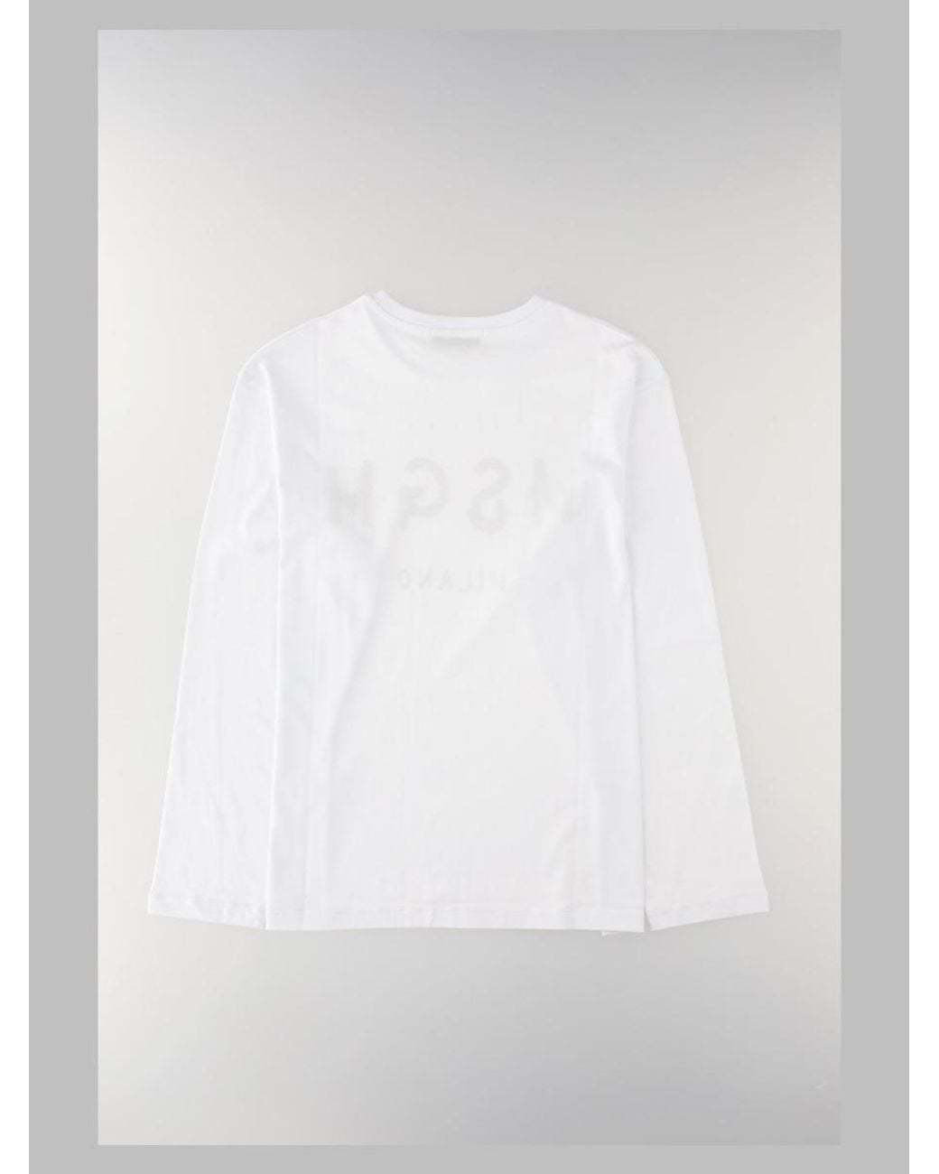 MSGM White Cotton T-Shirt For for men