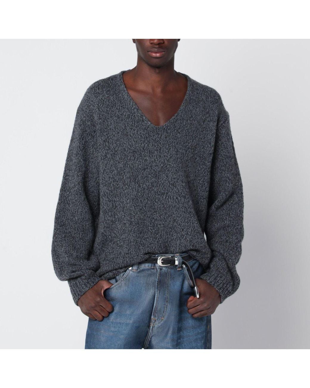 Our Legacy Gray Ash Wool Link Sweater for men