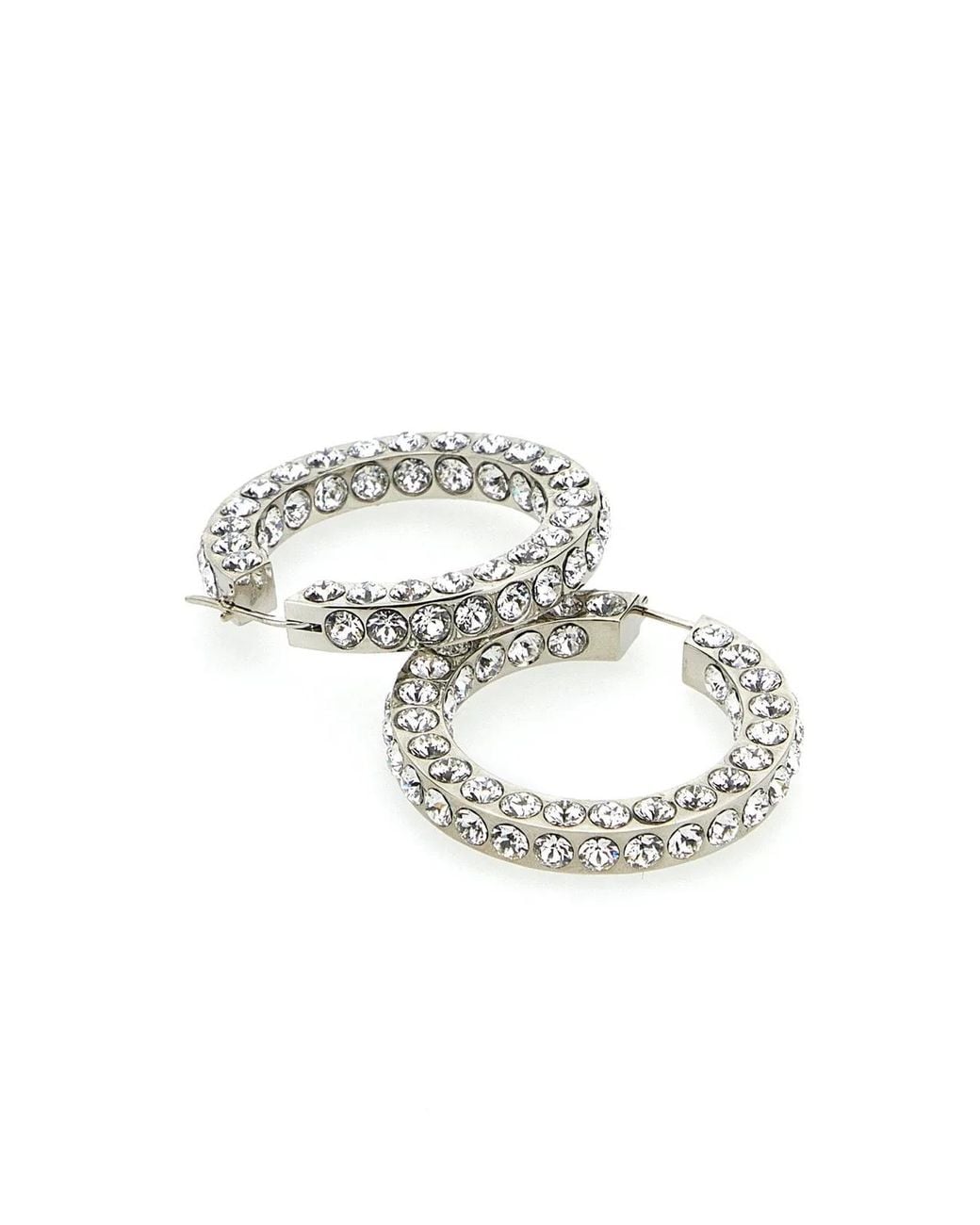 AMINA MUADDI White Embellished Metal Big Jaheel Earrings