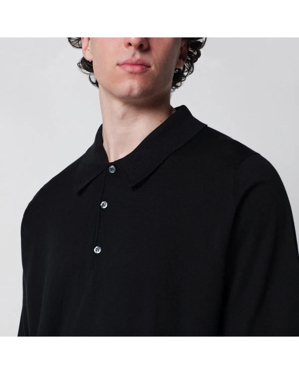 John Smedley Black Finchley Polo for men