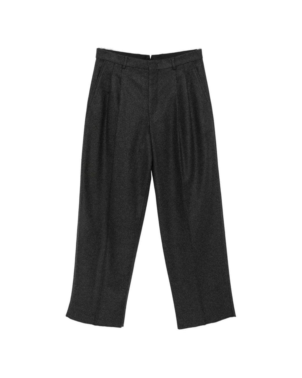 Emporio Armani Black Wool Blend Trousers for men