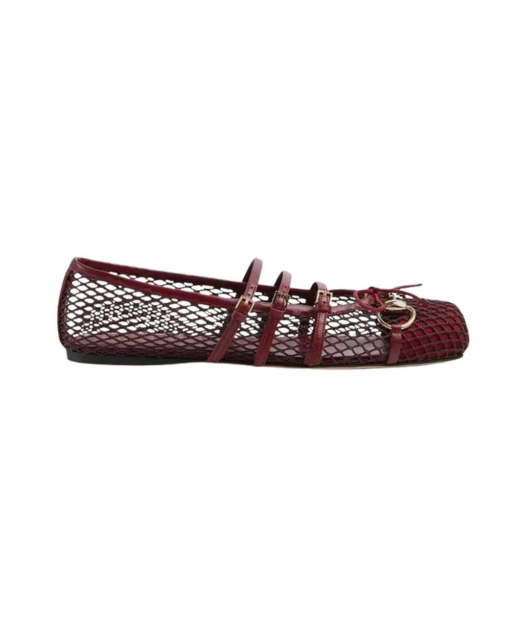 Gucci Black Bordeaux Eye-Catching Flat Shoes