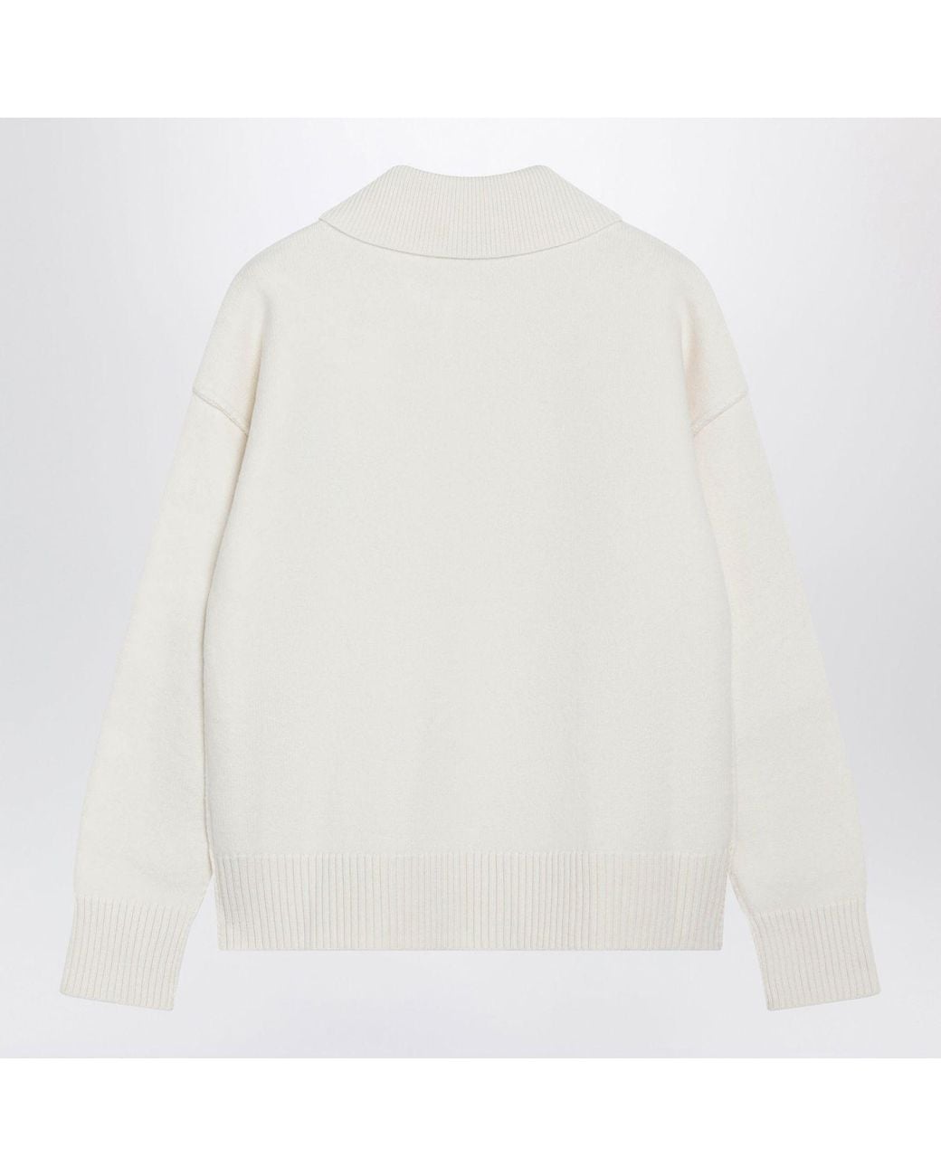 AMI White Ami De Coeur Wool Polo Sweater