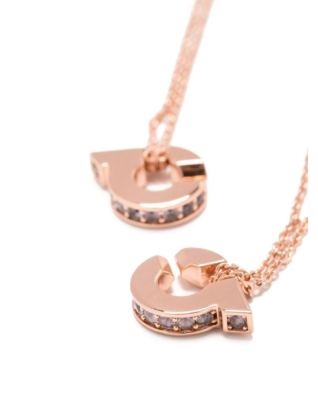 Ferragamo Metallic Double Gancini Pendant Necklace