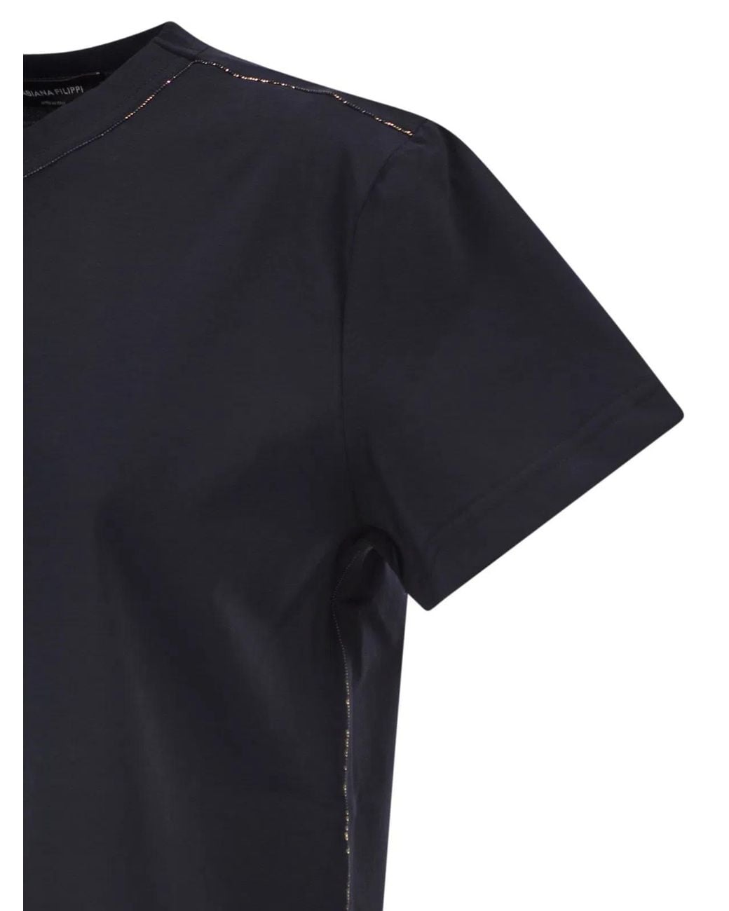 Fabiana Filippi Black Jersey T-Shirt With Luminous Thread